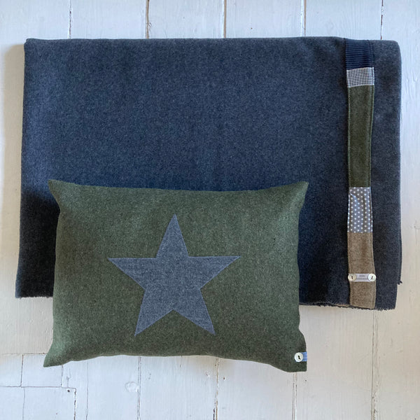 Little Star Cushion (green wool)