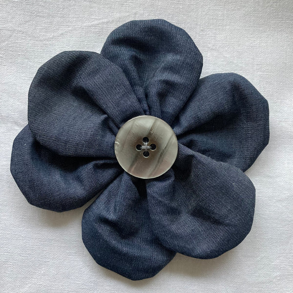 Flower Brooch (dark denim)