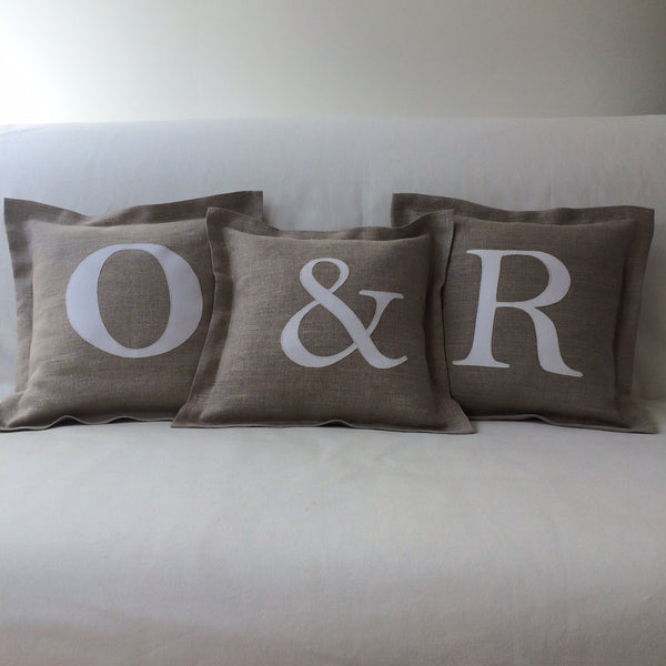 Personalised Letter Cushion, Linen